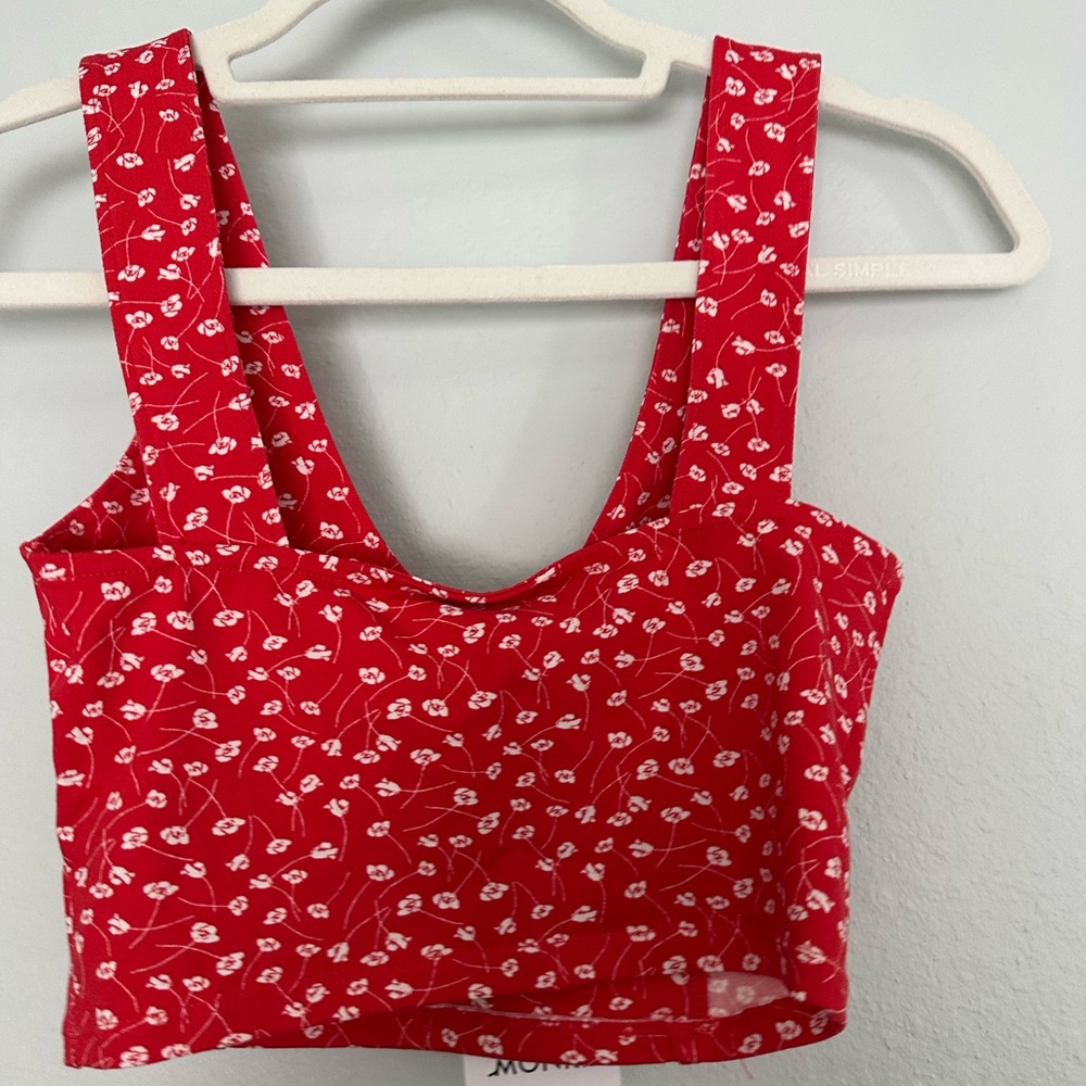 ASOS MONKI 2 piece crop top tank and high waisted button front skirt floral sz S - Picture 10 of 11